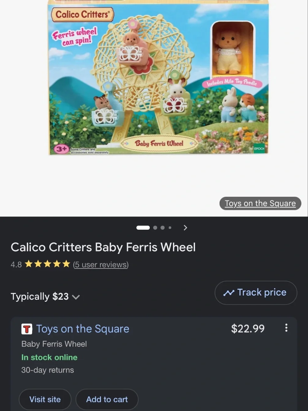 Calico critterYellow Mini Ferris Wheel Playset with Pastel Carriages - Kids Toys